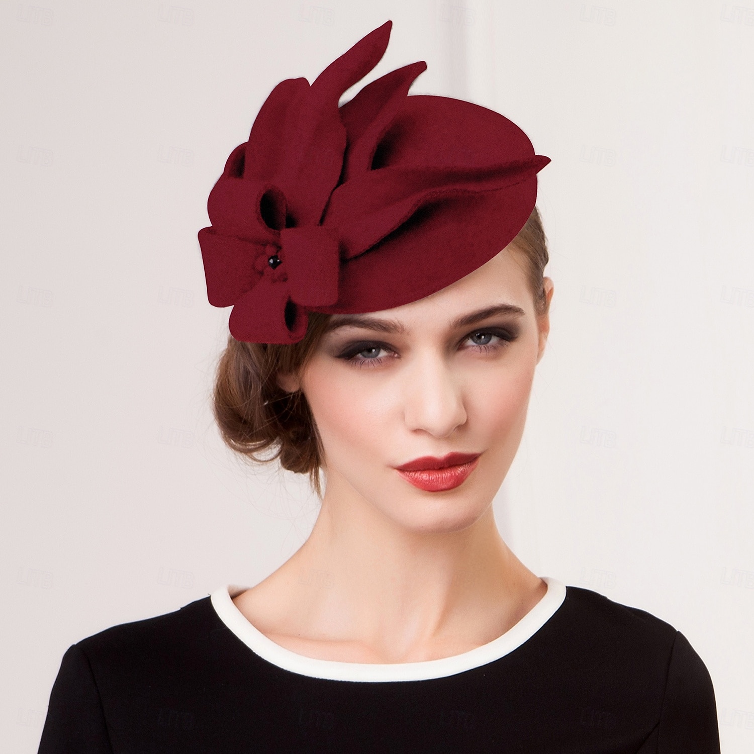 2026年 エレガントなウールの帽子 ファシネーター ケンタッキーダービーハット クラシック ソリッドカラー 結婚式 / ティーパーティー / レディースデー かぶと 女性用 秋&amp; 冬  コレクション – $57.99 –P2