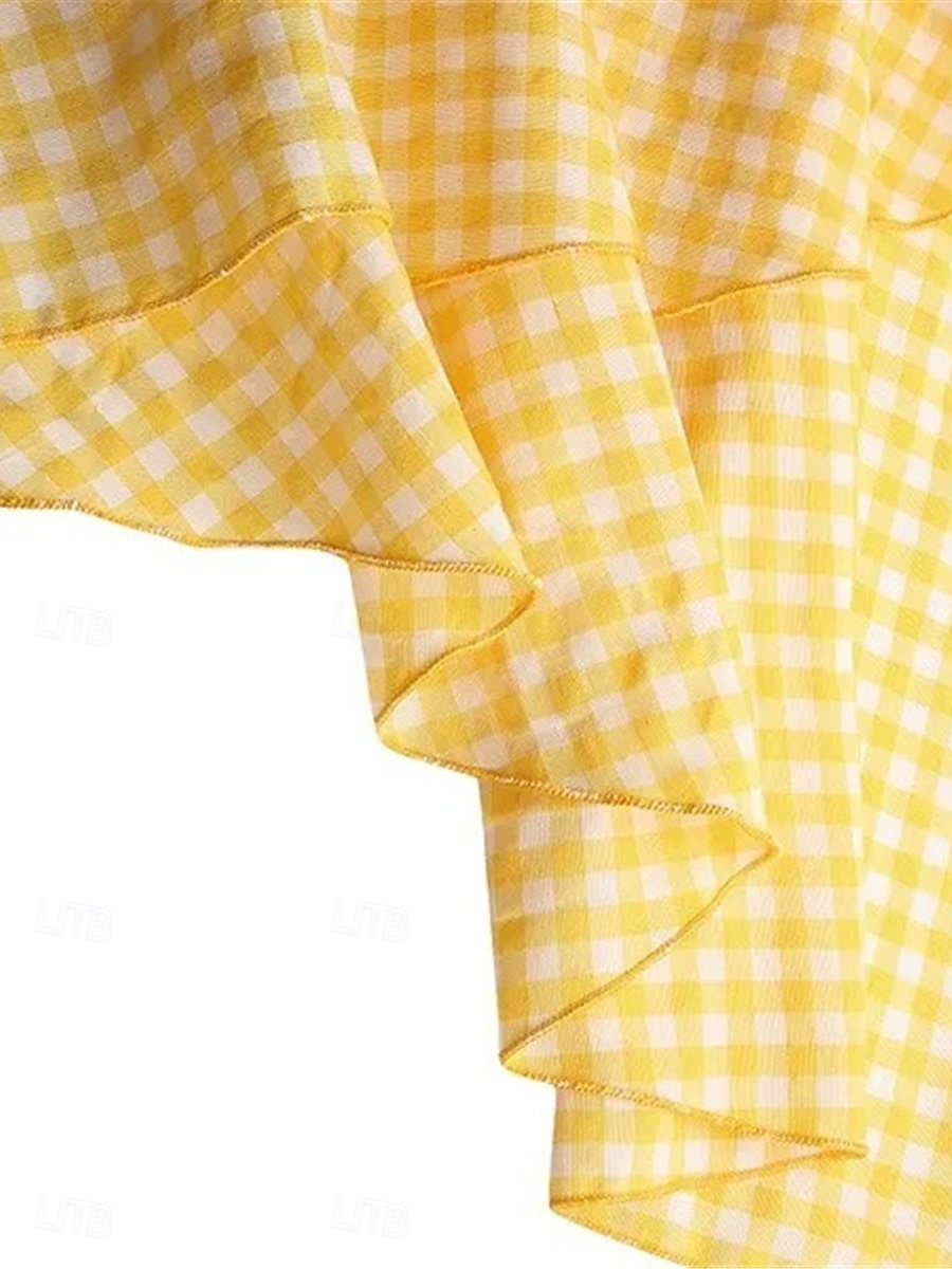 gonna da donna tromba / sirena gonne lunghe volant plaid strada quotidiano moda invernale casual nero giallo blu navy del 2025 a GBP £21 –P8