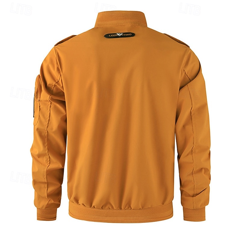 Voor heren Outdoor jas Softshell-jas Windjack Overgangsjack Vakantie Dagelijks waterdicht Winddicht Zak Lente & Herfst Effen Modieus Klassiek Opstaand Normaal Zwart Wit Geel blauw Oranje Jacks 2026 - $57.99 –P16