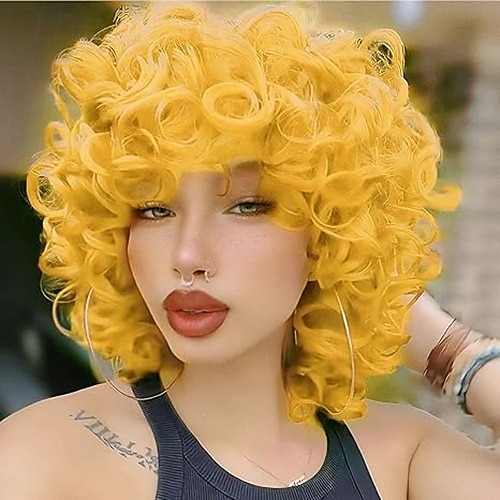 parrucche ricce per donne nere parrucca riccia corta morbida con frangia afro riccioli sciolti parrucca sintetica resistente al calore per donne del 2025 a $18.99 –P3
