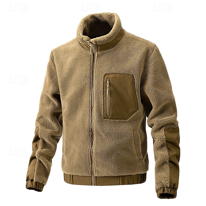 Herren Wanderjacke Fleecejacke für Wanderer Winter Draussen warm Fleece-Futter Vliesjacken Voller Reißverschluss Klettern Camping / Wandern / Höhlenforschung Reisen Cachi scuro Schwarz Dunkelblau 2025 - $63.99 –P1