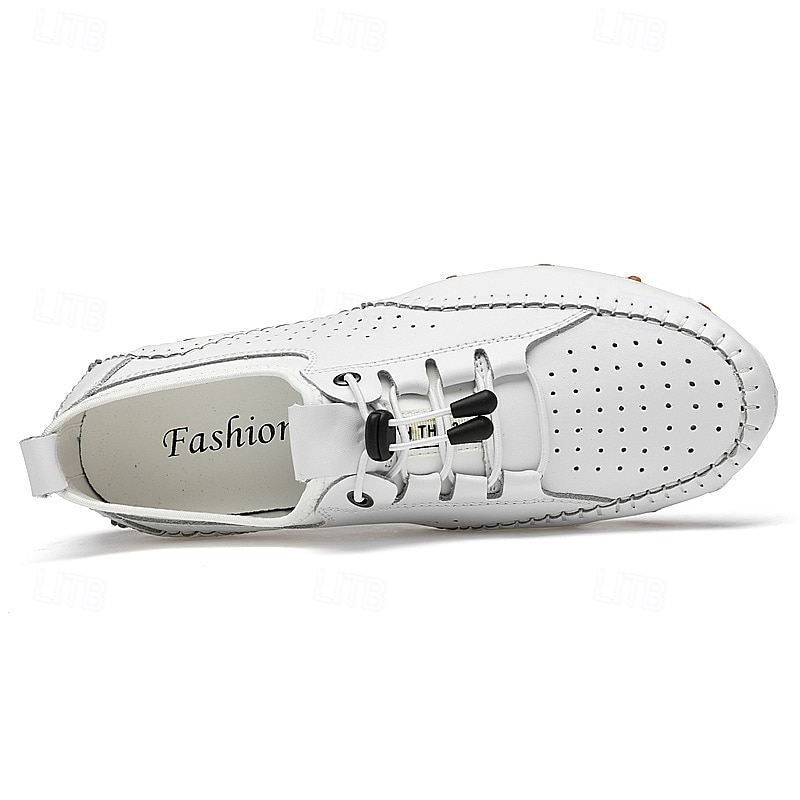 Men's White Perforated Casual Shoes with Hand-Stitched Detailing, Breathable Mesh Upper and Comfortable Slip-On Design 2025 - $54.99 –P7