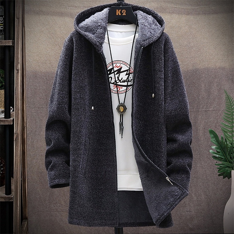 Homens Sueter Cardigan Suéter com zíper Suéter de malha Estriado Tricotar Túnica Patchwork Bolsos Tecido Com Capuz Moda Clássico Roupa Diária Encontro Roupa Outono & inverno Preto Vinho L XL 2XL de 2025 por $33.99 –P7