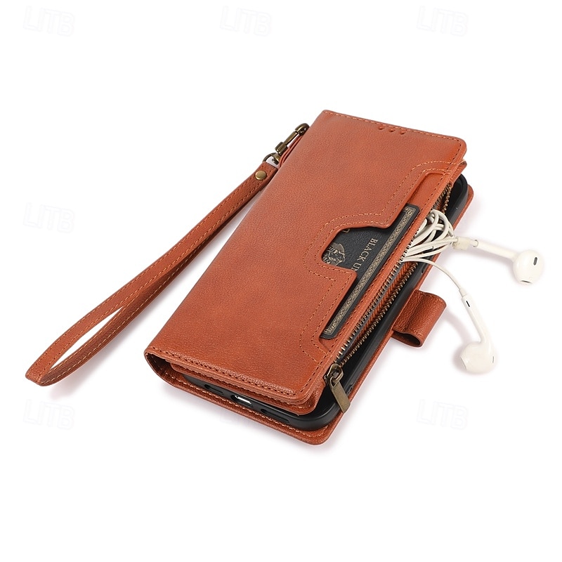 telefon Kılıf Na iPhone 14 Pro Max Plus iPhone 13 12 11 Pro Max Odwróć okładkę Z podpórką z paskiem na nadgarstek Gniazdo karty Retro TPU Skóra PU 2025 - $19.99 –P4