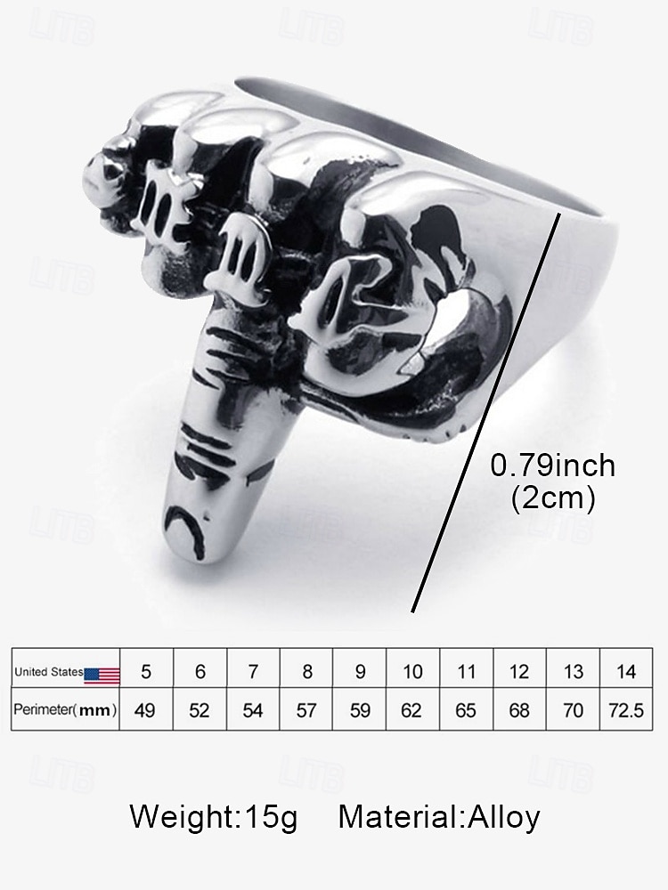 menns gotisk legering hodeskalle håndring - unike statement smykker for punk stil 2025 - $8.99 –P6