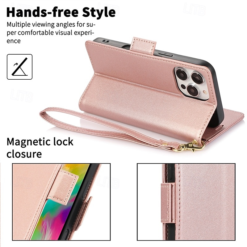 Phone Case For iPhone 16 Pro Max Plus iPhone 15 Pro Max Plus iPhone 14 13 12 11 Pro Max Plus iPhone 14 Pro Max iPhone 13 12 11 Pro Max Back Cover with Stand Holder with Wrist Strap Card Slot Retro 2025 - $17.99 –P6