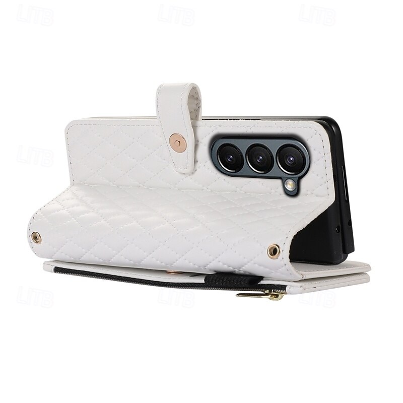 Phone Case For Z Fold 6 Z Fold 5 Z Fold 4 Z Fold 3 Flip Cover with Stand Holder Zipper with Wrist Strap Retro TPU PU Leather 2025 - $23.99 –P9