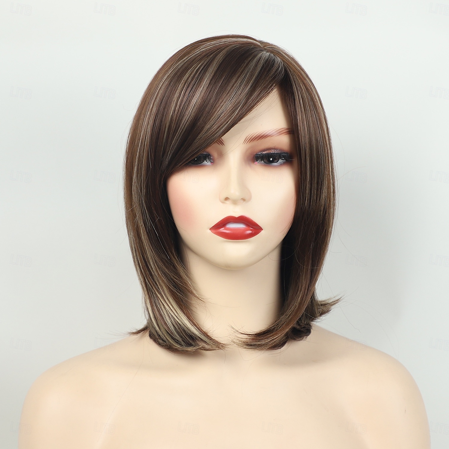 Shoulder Length Dark Brown Straight Bob Wigs Synthetic Medium Length Bob Hair Wig Halloween Costume Wigs for Women 2025 - $24.99 –P6
