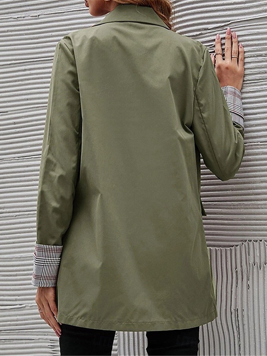 Women's Blazer Work Button Solid Color Breathable OL Style Regular Fit Outerwear Long Sleeve Fall Blue S 2025 - $41.99 –P4