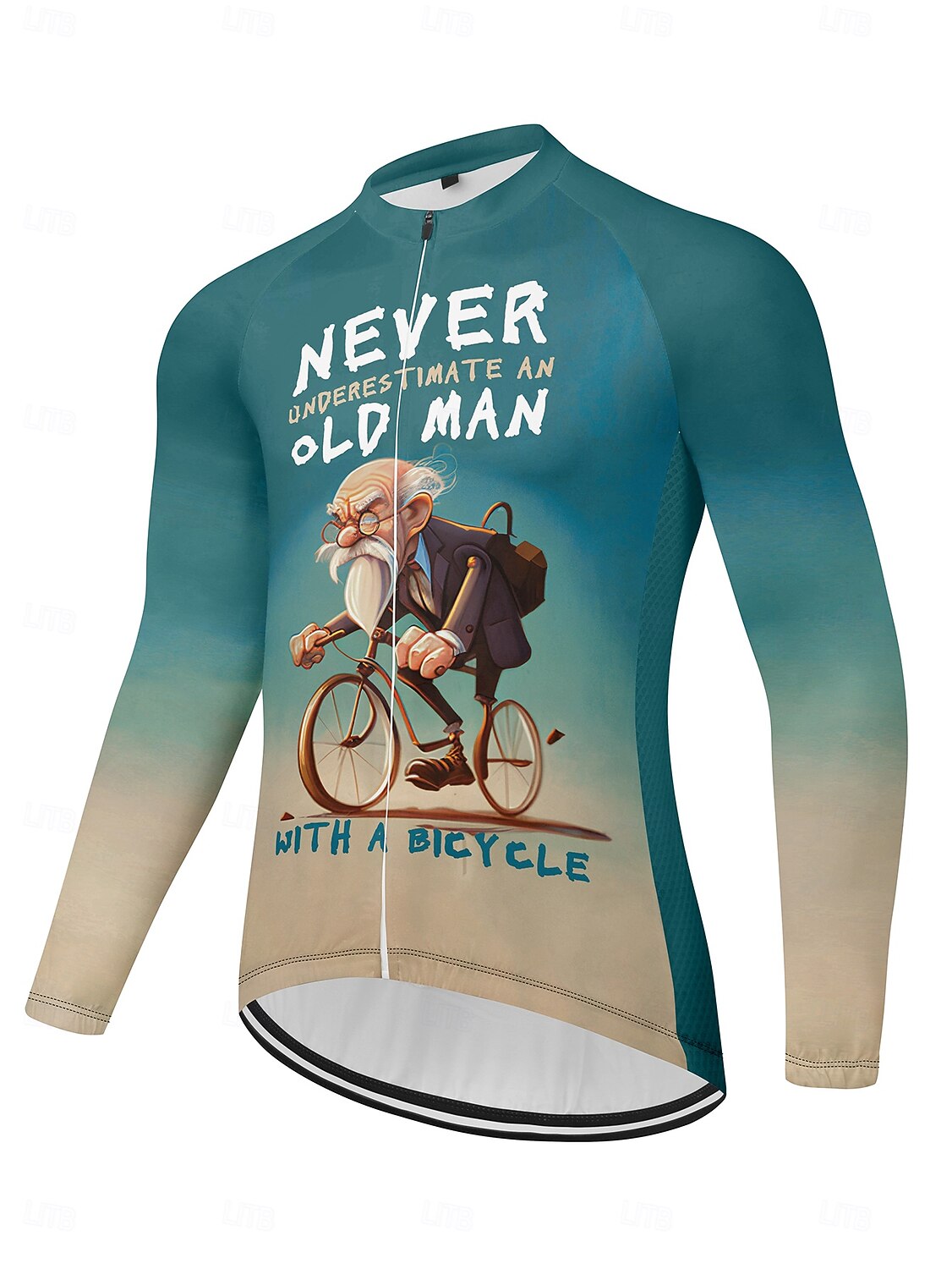heren fietsshirt lange mouw fietsshirt met 3 achterzakken antislipband snel drogende reflecterende strepen achterzak blauwe sportkleding 2025 - $32.99 –P11