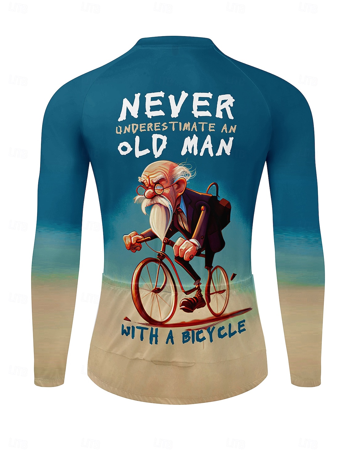heren fietsshirt lange mouw fietsshirt met 3 achterzakken antislipband snel drogende reflecterende strepen achterzak blauwe sportkleding 2025 - $32.99 –P10