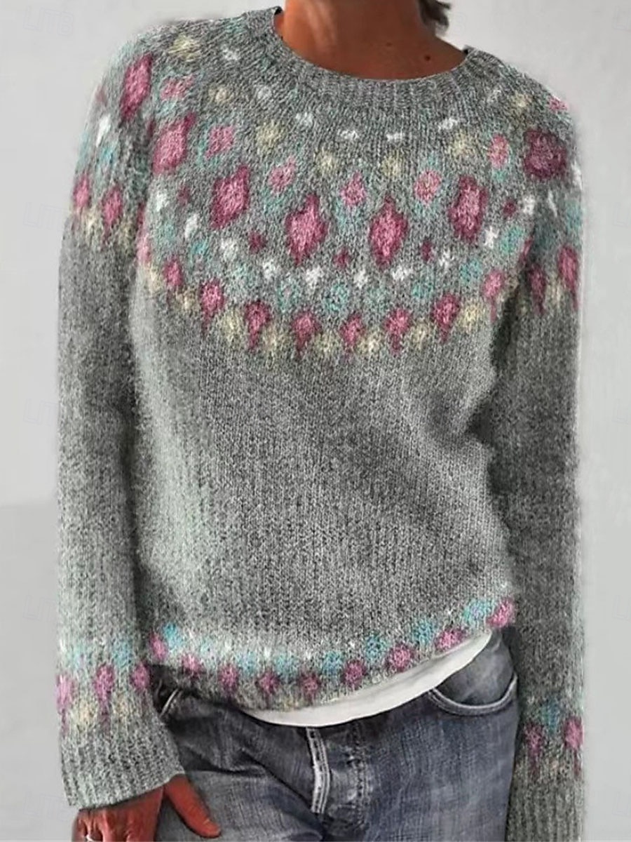 Femme Pull Chandail Pull Décontractées Flexible Floral Graphic A côtes Col Ras du Cou Tricoté manche longue Hauts réguliers Tricoter Extérieur du quotidien Fin de semaine Bleu Gris foncé Automne Hiver de 2025 ? $51.99 –P3