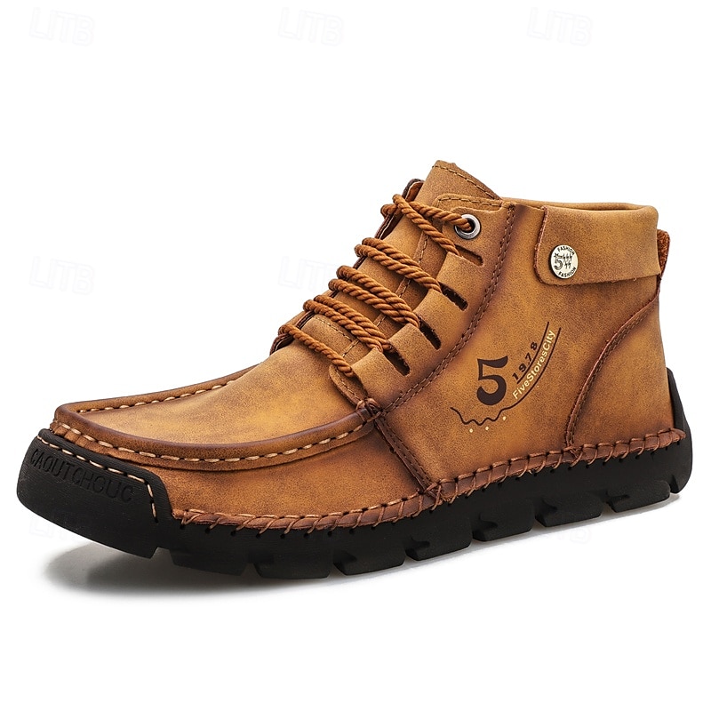 ανδρικά vintage δερμάτινα μποτάκια – casual outdoor παπούτσια με κορδόνια με ανθεκτική αντιολισθητική σόλα 2025 - $49.99 -P2