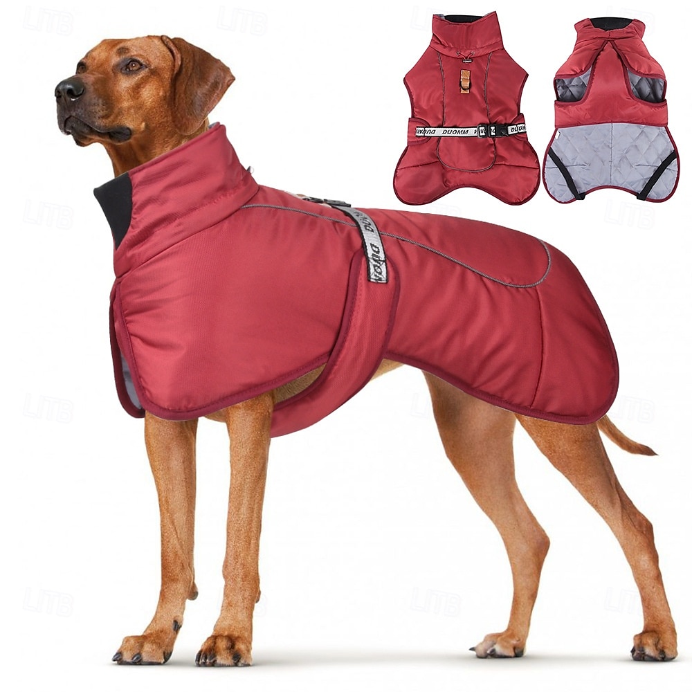 Hunder Frakker Jakke Parka jakke med sele Reflekterende Varm Vannbestandig utendørs Hundeklær for Medium Large 2025 - $26.99 –P8