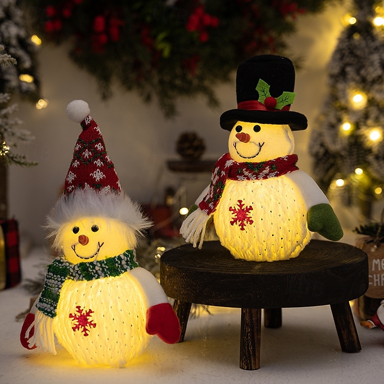Figurine en peluche de bonhomme de neige de Noël illuminée, décoration de fenêtre de table à LED pour la décoration intérieure des vacances, accent de fête de cuisine à domicile de Noël d'hiver de 2025 ? $16.49 –P4