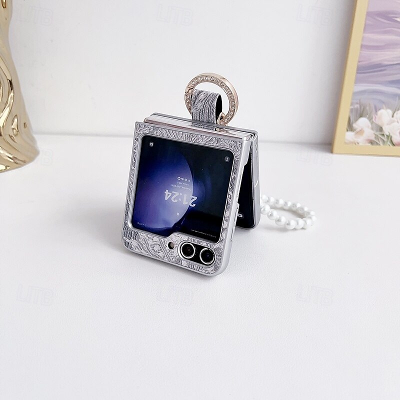 Phone Case For Samsung Galaxy Z Flip 7 Z Flip 6 Z Flip 5 Z Flip 4 Z Flip 3 Back Cover with Wrist Strap Shockproof Retro PC PU Leather 2025 - $20.99 –P4