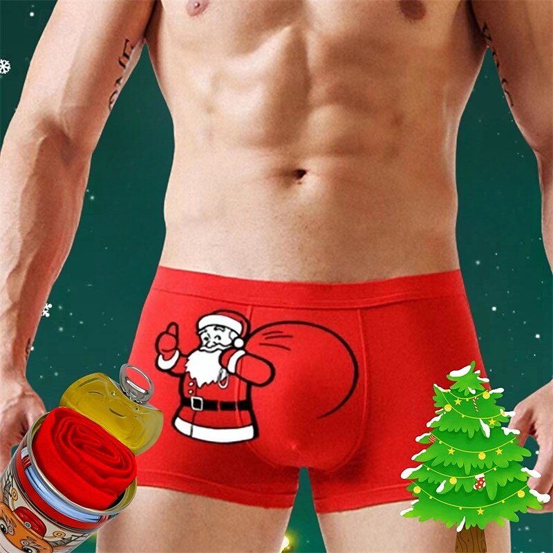 Homens 1 pc Roupa interior de Natal Patchwork Poliéster Respirável Macio Confortável Gráfico Cintura Média Vermelho Verde de 2025 por $7.99 –P1