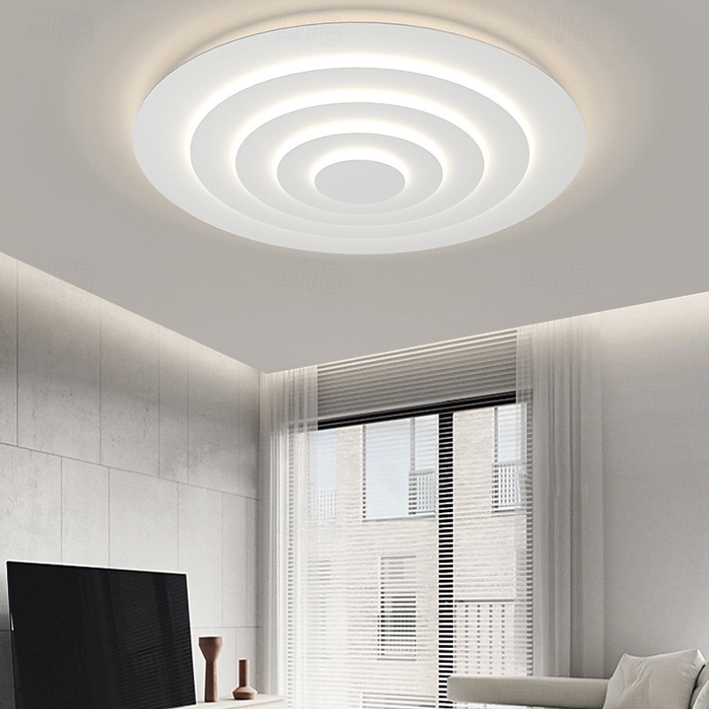 plafoniera a led con design ondulato rotondo bianco stile lampada da soffitto 45/60/78cm 36w del 2025 a $245.19 –P7