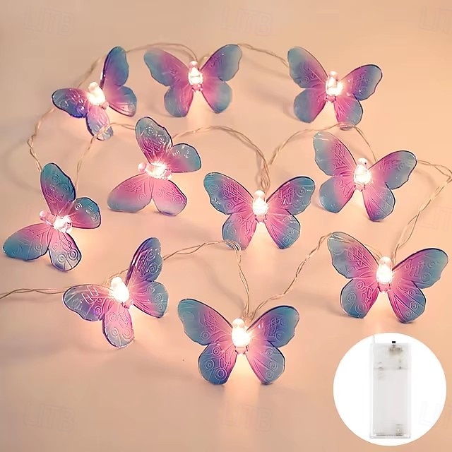Guirlande lumineuse papillon, 1,5 m/3 m, 10/20 LED, alimentée par batterie, pour Noël en intérieur&amp;décoration extérieure de 2025 ? $13.49 –P11