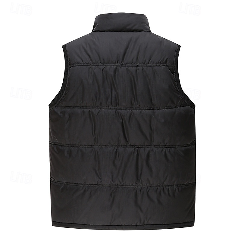 Pánské Puffer Vesta Fleecová vesta Vesta Denní Rande Dovolená Módní Na běžné nošení Podzim zima Kapsy Polyester Zahřívací Pohodlné Pevná barva Skrytý Zapnul přední Stojáček Běžný Černá Vodní modrá 2025 - $39.99 –P2