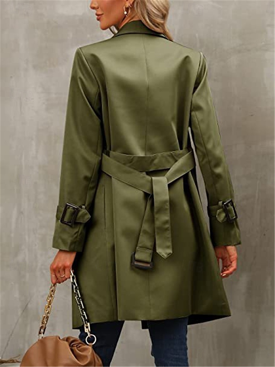Dam Kappa Utomhus Gata Dagliga kläder Höst Vinter Normal Täcka Normal Håller värmen Andningsfunktion Stylish Ledigt Jacka Långärmad Slät Med fickor Svart Armégrön Rubinrött 2025 - $46.99 –P9