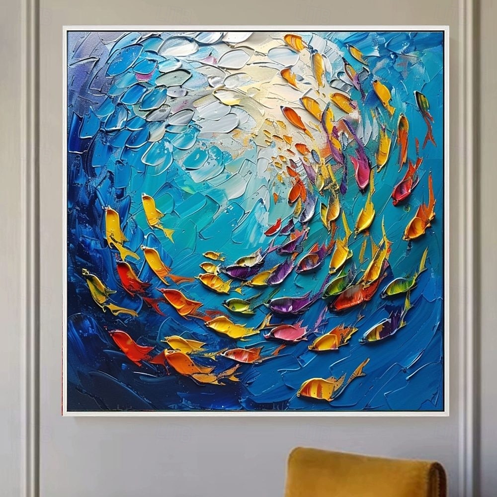 aranyhal olajfestmény 100%-ban kézzel készített nagy koi festmény kézzel festett fal művészet koi halfestés új színes koi művészet koi festmény fali művészet kés művészet festmény lakberendezés dekor 2026 - $101.99 –P9