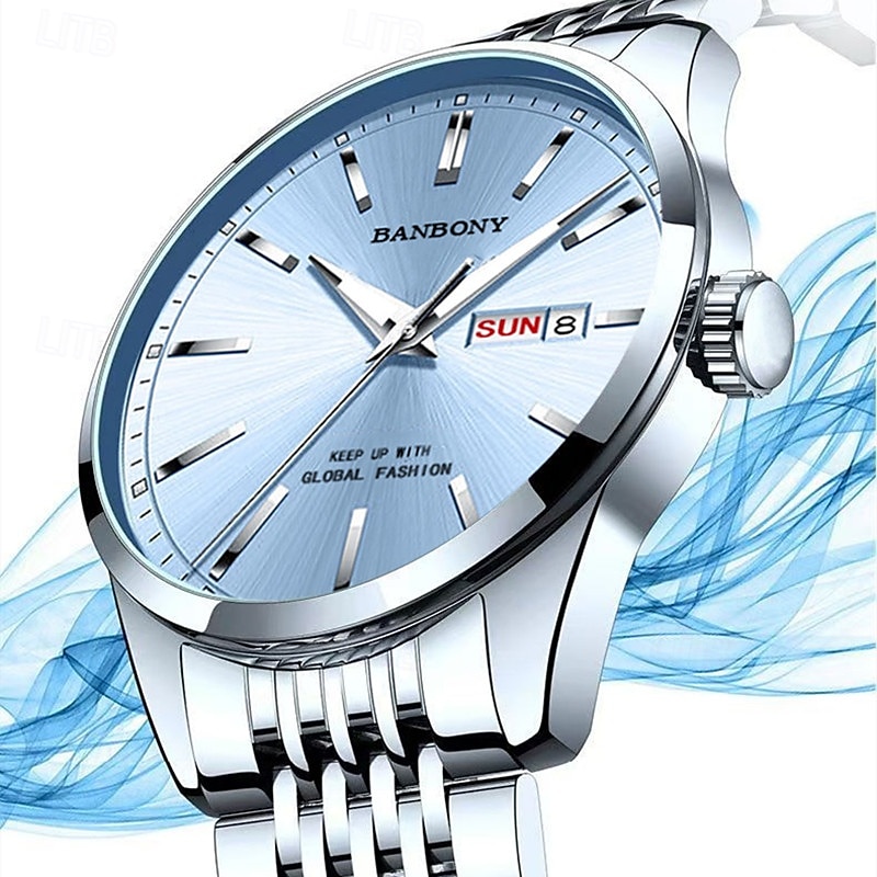 Uusi muotitrendi mineraalivahvistettu lasilinssi vedenkestävä yövalo kalenteri sunnuntain näyttö liiketoiminta vapaa-ajan urheilu kaunis ja tyylikäs miesten kello 2025 - $23.99 –P2