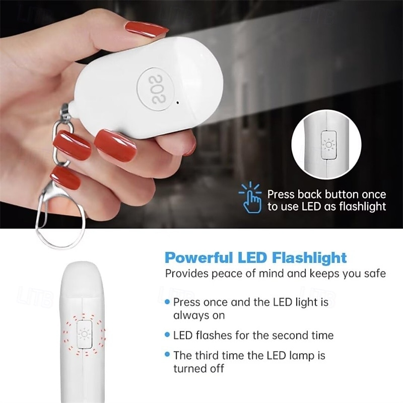 Pequeño llavero de autodefensa con sirena y luz LED SOS recargable de 120 dB que ayuda a los ancianos &Niños Emergencias Ancianos Personas mayores Pacientes discapacitados 2025 - $19.99 –P3