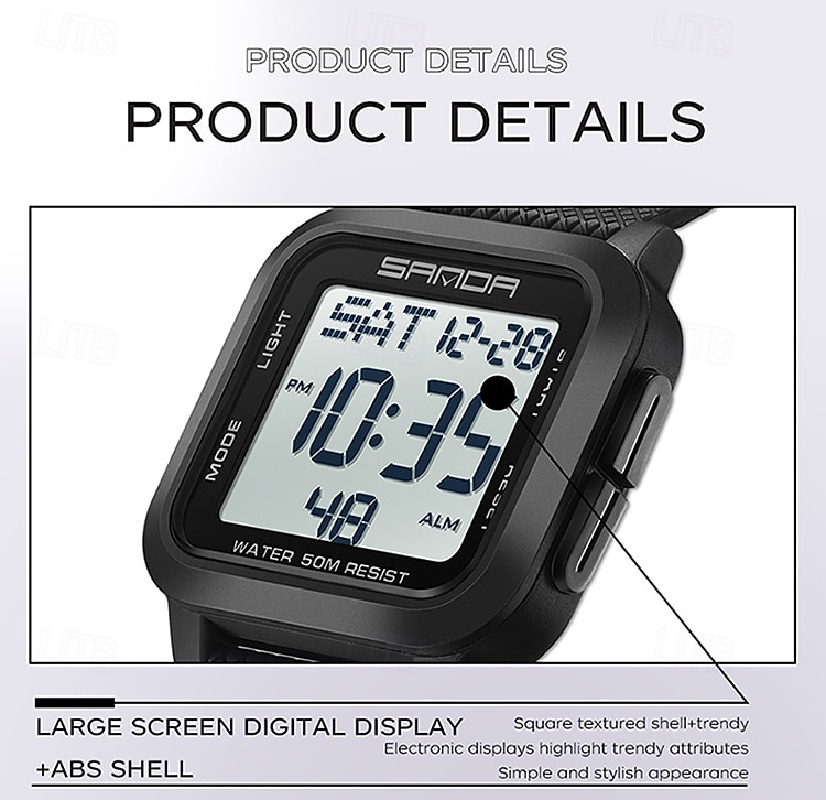 SANDA Men Digital Watch Sports Fashion Casual Business Luminous Alarm Clock Waterproof Decoration TPU Watch 2026 - $26.99 –P18