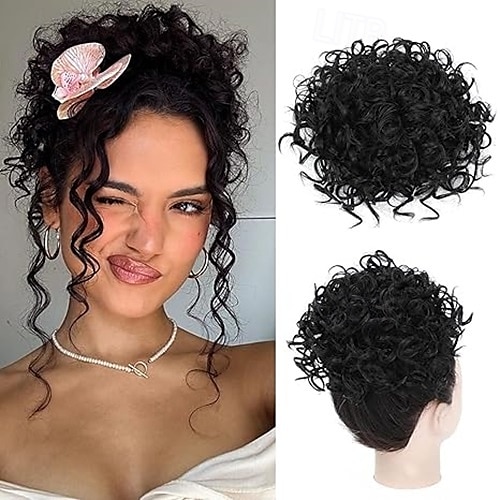 Moños Moño Recortar en Pelo sintético Pedazo de cabello La extensión del pelo Rizado Fiesta Diario Ropa Cotidiana Marrón Oscuro Negro Rubio 2025 - $10.99 –P2