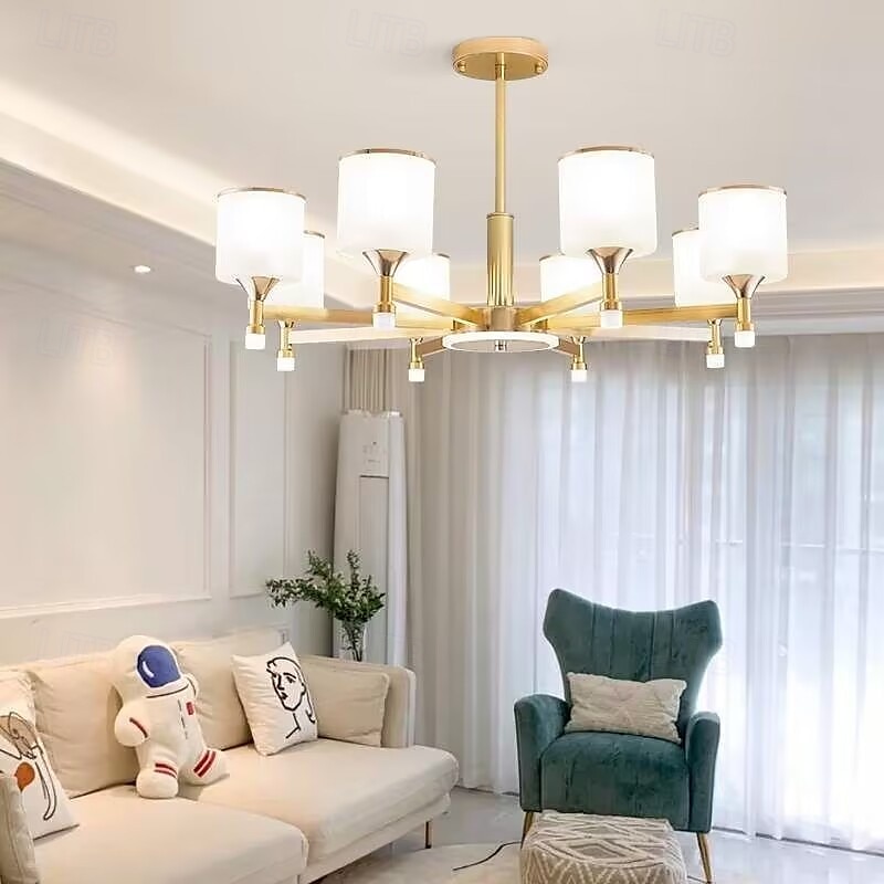 moderne lysekrone taklampe led pendellys moderne innfelt taklampe for spisestue stue svart gylden 6/8/10/15-lys 110-240v 2025 - $208.03 –P15