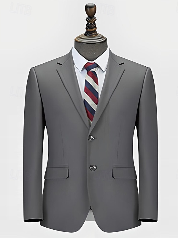 Per uomo Giacca Blazer Scuola Formale Matrimonio Elegante Caldo Autunno Inverno Viscosa Tinta unica Monopetto - 1 bottone Giacca Grigio del 2025 a $71.99 -P3