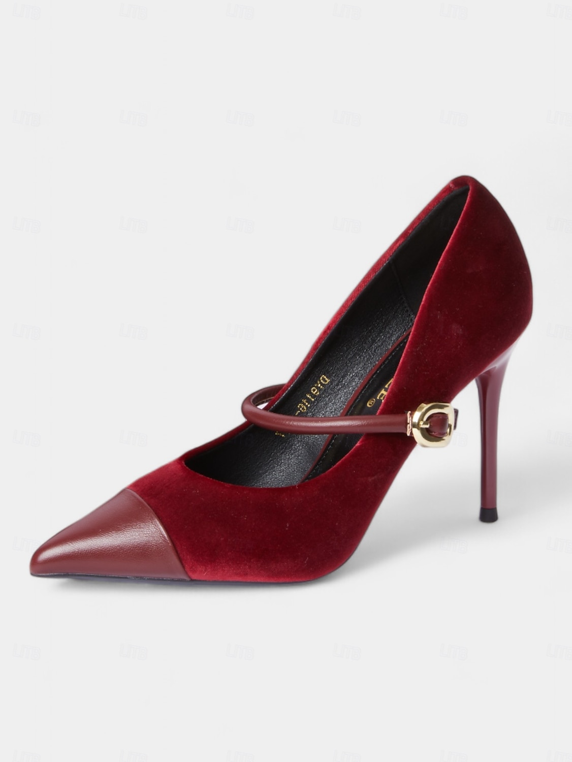 Women's Burgundy Velvet Pointed Toe Stiletto Heels – Elegant High Heels with Gold Buckle for Formal and Evening Wear 2025 - $46.99 –P7