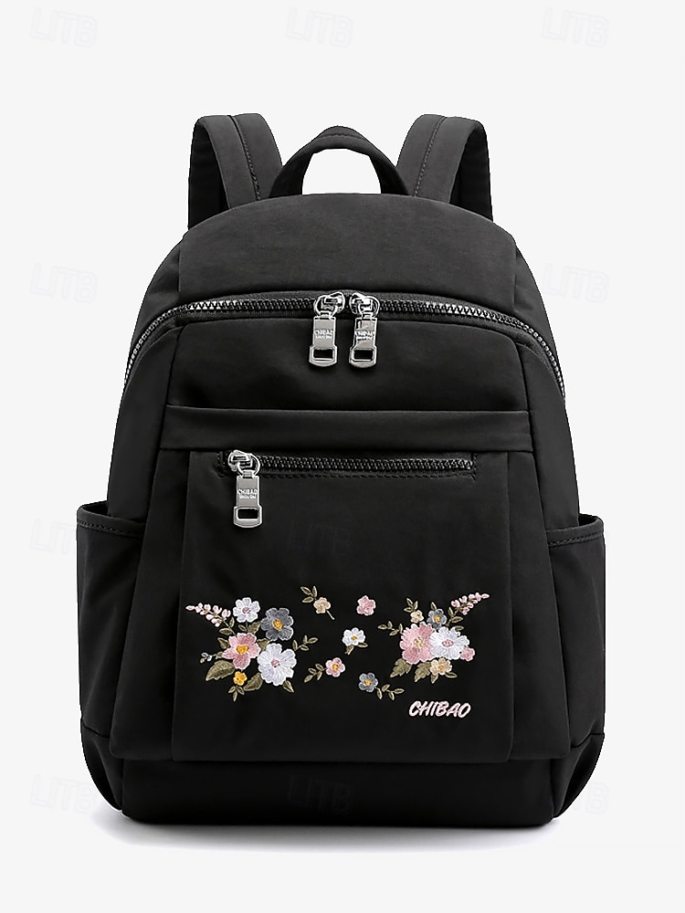 damski plecak z haftem kwiatowym – swobodny płócienny design z wieloma kieszeniami, idealny do podróży i codziennego użytku 2025 - $34.99 –P4