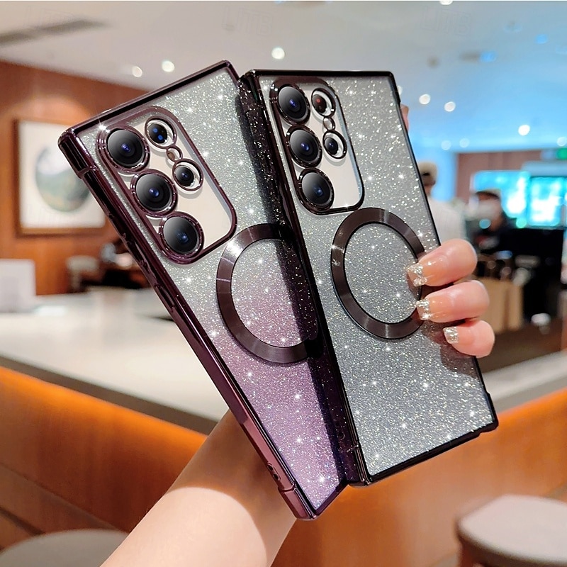 telefon Carcasă Pro S24 S24 Ultra Plus S24 FE S23 S22 S21 S20 Ultra Plus FE S25 Ultra Zadní kryt Magnetické Podpora bezdrátového nabíjení Nárazuvzdorné Retro Pokování 2025 - $14.99 –P3