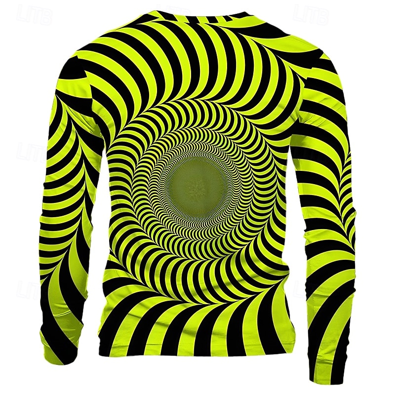 Men's Optical Illusion T Shirt Long Sleeve T shirt 3D Print Crew Neck Shirt Daily Designer Street Casual Yellow Pink Blue Summer Spring Fall Clothing Apparel S M L XL XXL XXXL 2025 - $19.99 –P6
