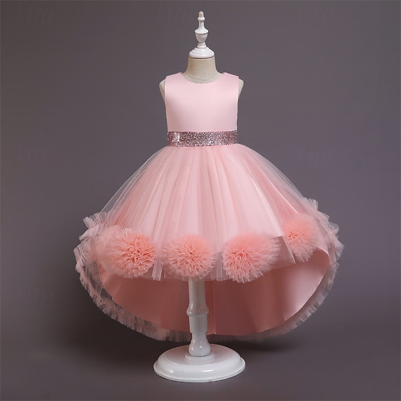 Bambino Da ragazza Vestito da festa Tinta unica Senza maniche Prestazioni Compleanno Retato Bellissimo Dolce Poliestere Asimmetrico Vestito da festa Vestito svasato Abito linea A Estate 4-12 anni del 2025 a $39.99 –P12