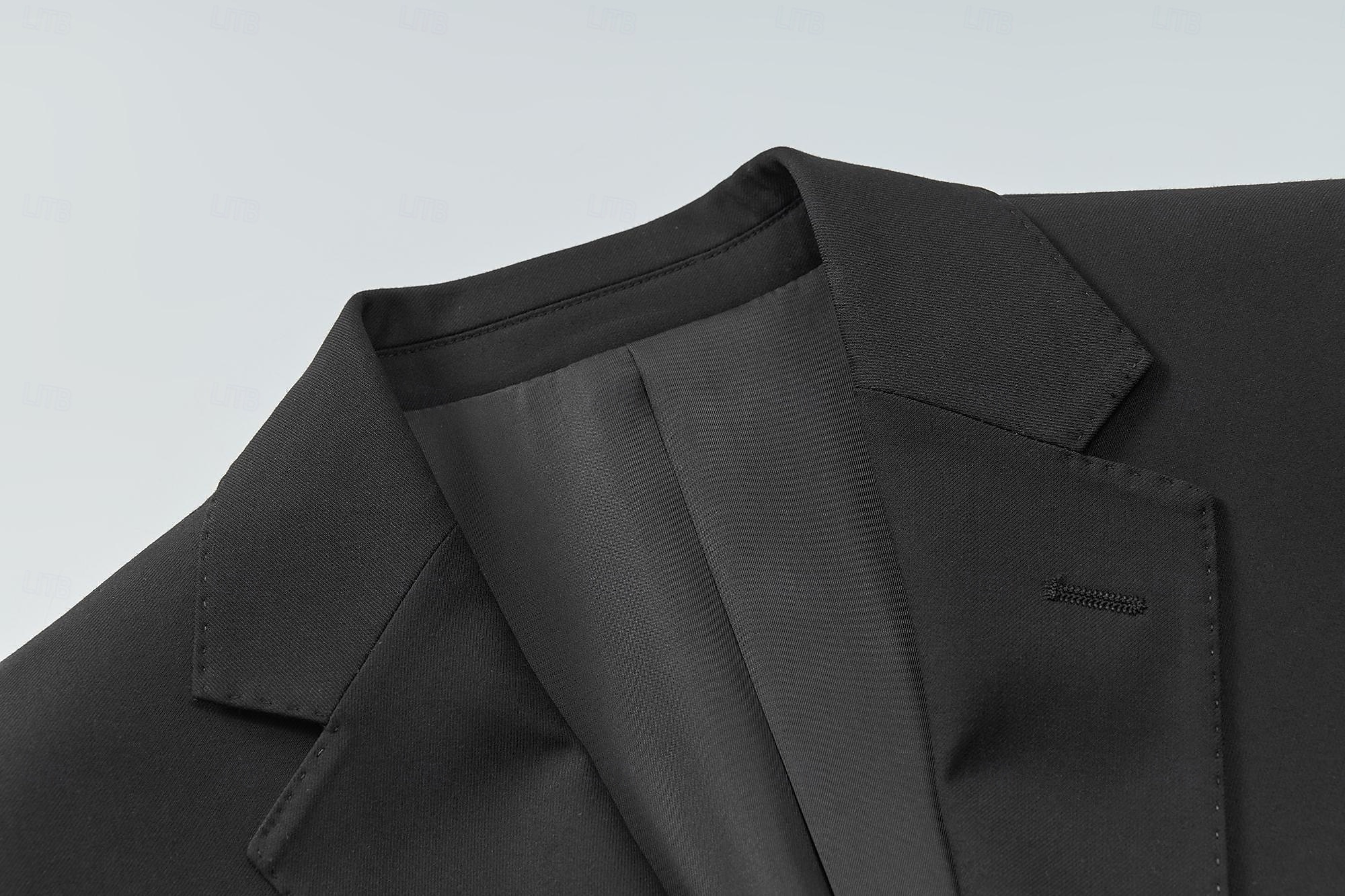 Men's Wool Blazer Jacket School Formal Wedding Elegant Warm Fall Winter Wool Solid Color Single Breasted One-button Blazer Black 2025 - $93.99 –P5