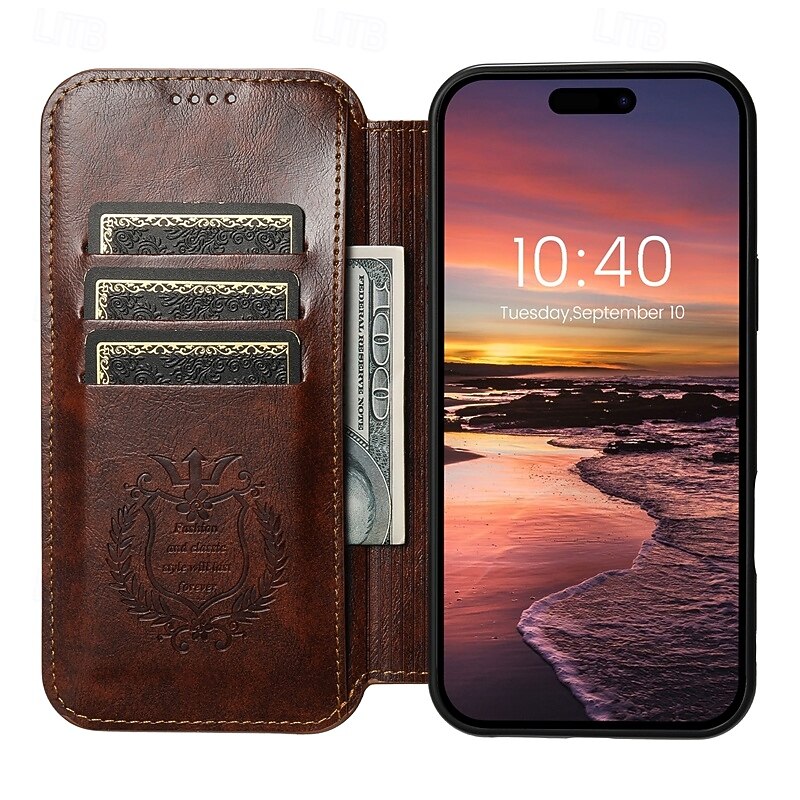 телефон Кейс для Назначение iPhone 17 Pro Max 17 Air i16 15 14 Pro Max Plus 13 12 Pro Max Кейс на заднюю панель со стендом Магнитный Поддержка беспроводной зарядки Ретро ТПУ Кожа PU 2025 - $22.99 –P1