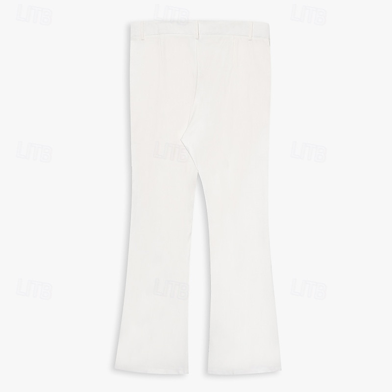 Herr Kostymbyxor Flared byxor Bell Botten Långbyxor Ficka Slät Komfort Andningsfunktion Fullängd Utomhus Dagligen Utekväll Elegant Mode Vit Mörkgrå Elastisk 2025 - $27.99 –P5