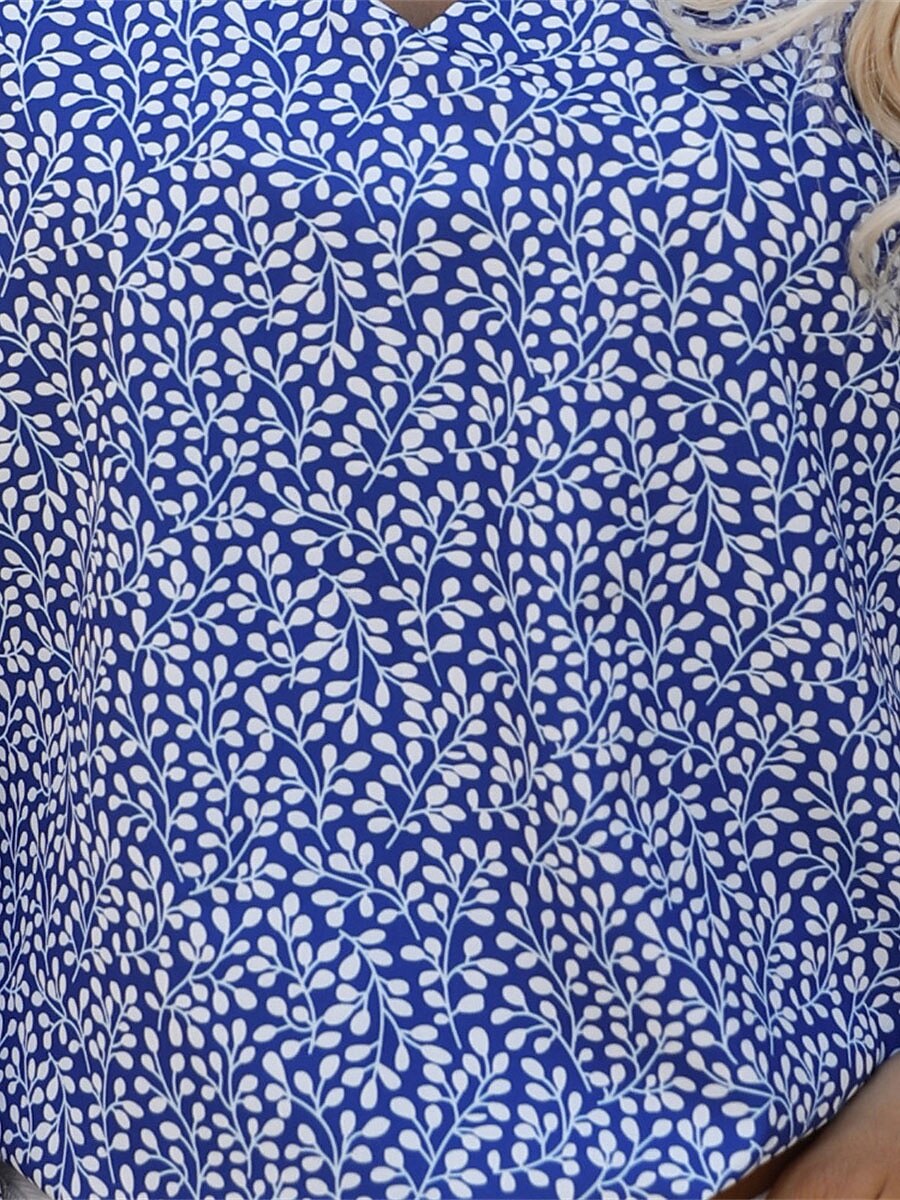 Per donna Camicia Blusa Floreale Informale Manica lunga A V Top regolari Giornaliero Stampa Blu Verde Autunno Inverno del 2025 a $27.99 –P6