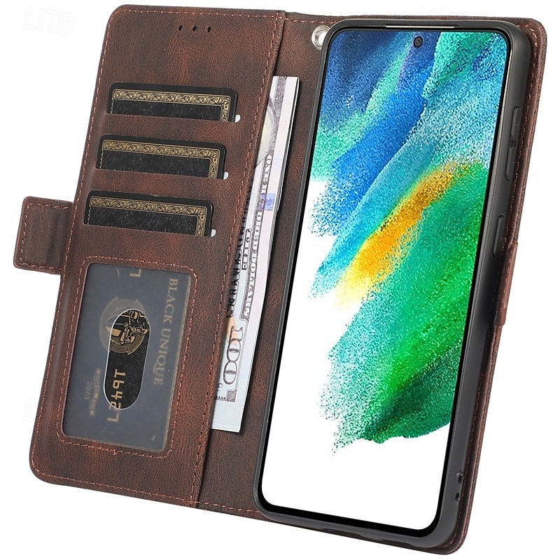 téléphone Coque Pour S23 S22 S21 S20 Plus Ultra S21 FE A72 A52 A32 A22 A12 A71 A51 A31 A21s S20 FE Couvercle rabattable Avec Support avec dragonne Fente pour carte Rétro TPU faux cuir de 2025 ? $16.99 –P4