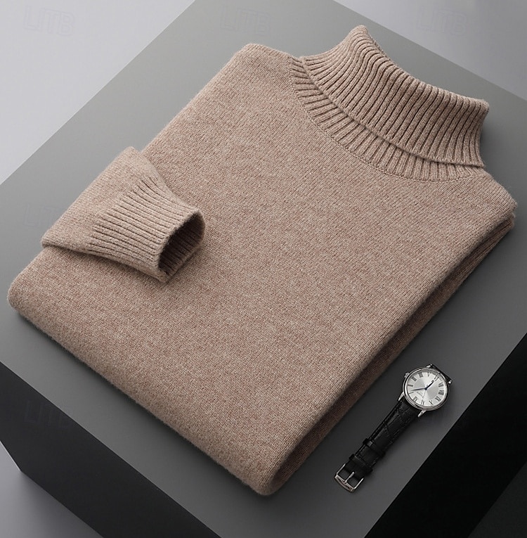 Herr Polotröja Sticka Ensfärgat Polokrage Stickat Elegant Jul Utomhus Kläder Höst Vinter Svart Vit S M L 2025 - $75.99 –P8