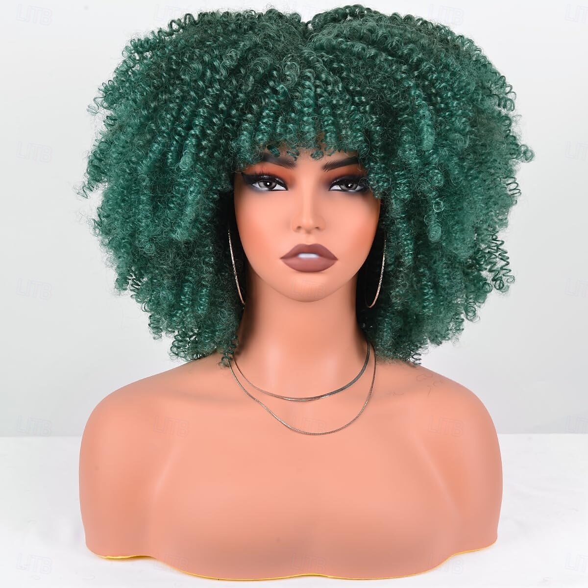 výstřední kudrnatá paruka s ofinou celostrojově vyrobená top paruka na hlavu afro výstřední kudrnatá paruka ze syntetických vlasů cosplay paruky vánoční večírek 2025 - $18.99 –P6