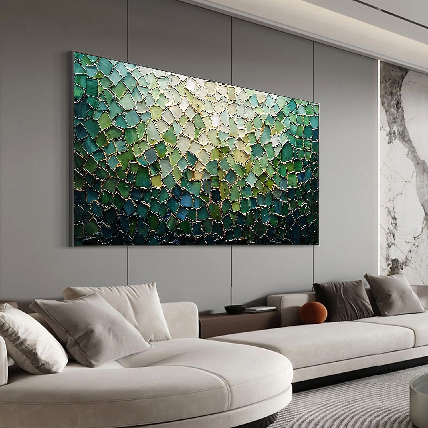 Handmade Original Nordic Minimalism Oil Painting On Canvas Contemporary Abstract Green Impasto Texture Wall Art for Home Decor With Stretched Frame/Without Inner Frame Painting 2025 - $139.99 –P3