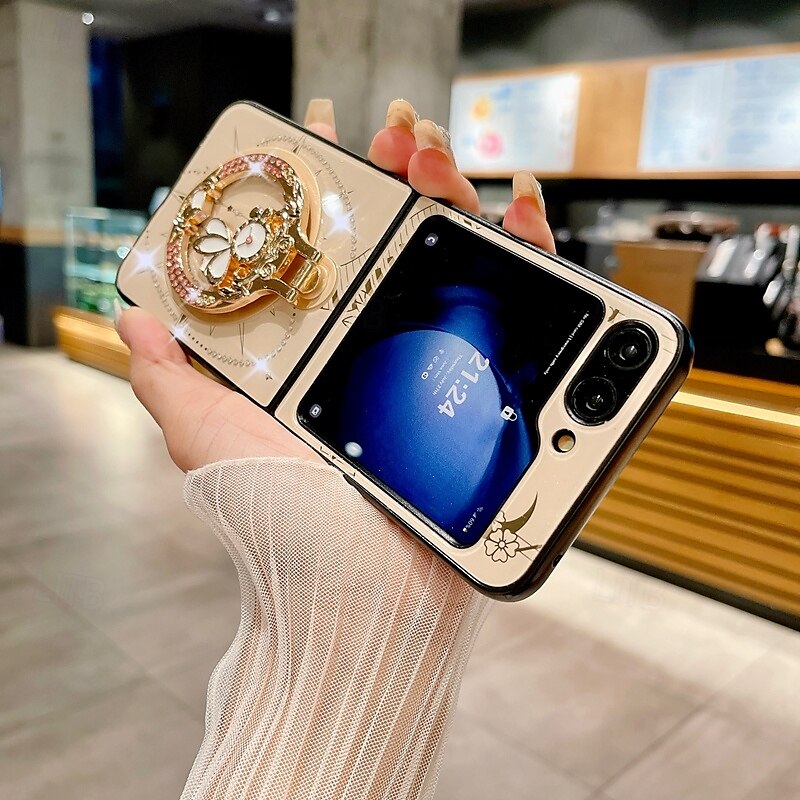 Phone Case For Z Flip 7 Z Flip 6 Z Flip 5 Z Flip 4 Z Flip 3 Back Cover with Stand Holder Magnetic Support Wireless Charging Retro TPU PC 2025 - $21.99 –P4