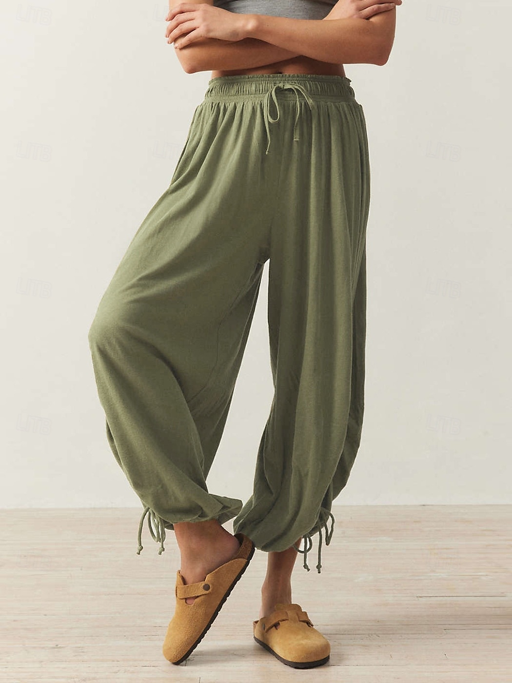 Damen Bekleidung Trainingshosen Aktiv Modisch Casual / sportlich In voller Länge Mittlere Taillenlinie Glatt Bedruckt Atmungsaktivität Weich Komfortabel Mikro-elastisch Casual Hellgrau Hellgrün Khaki 2025 - $26.99 –P1