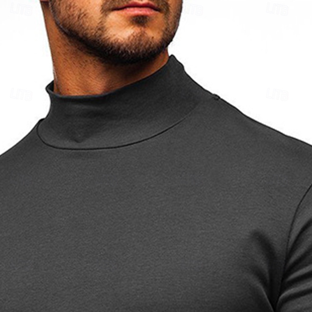 Men's Dralon Mock Turtleneck T shirt Tee Turtleneck shirt Tee Top Long Sleeve Shirt Plain Turtleneck Street Vacation Long Sleeve Soft Clothing Apparel Fashion Designer Basic 2025 - $17.99 –P9