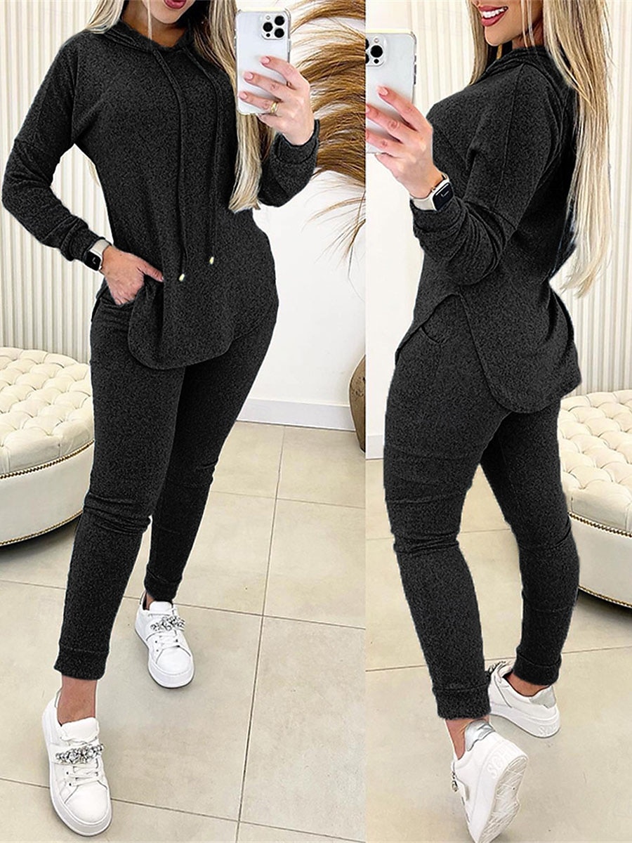 Damskie Moda Moda miejska Codzienny Bluza z Kapturem Typu Chino Długi rękaw Kaptur Równina Codzienny Czarny Niebieski Zielony Jesień Regularny 2025 - $47.99 –P2