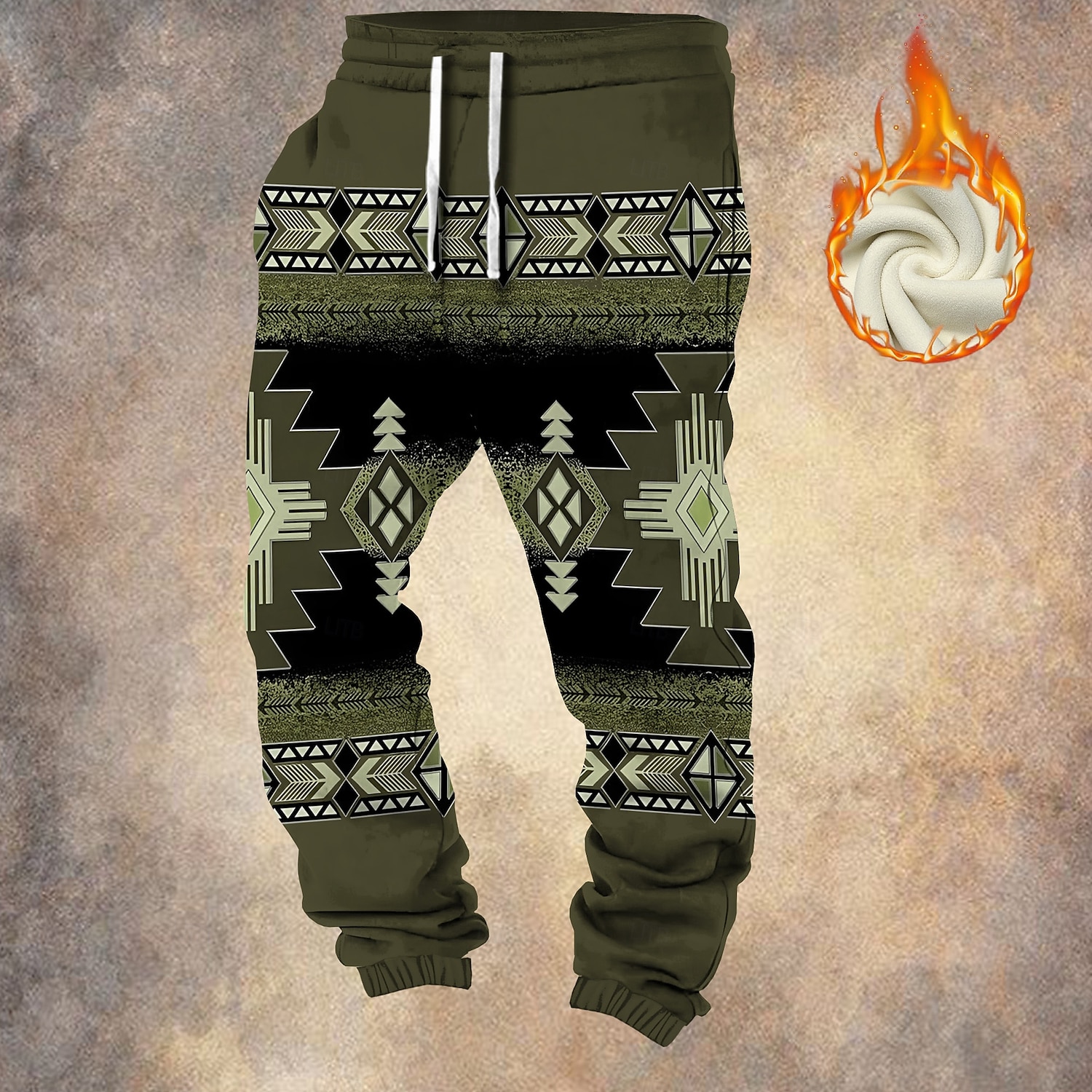 Men's Tribal Cowboy Fleece Sweatpants Drawstring Elastic Waist Vintage Casual Outdoor Home Dailywear Pocket Thermal Winter 3D Print Black Navy Blue Brown 2025 - $41.99 –P2